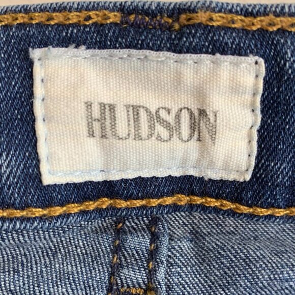Hudson Medium Wash Distressed Bottom Skinny Jeans - Picture 3 of 10